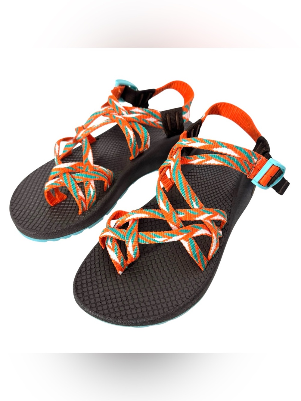 Chaco Sandals Z Cloud X2 Women’s Toe Loop Orange Aqua Sport Hiking Water 8 NEW